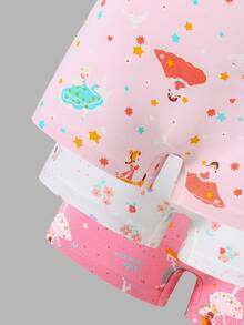 SHEIN 6pcs/Set Young Girl' Baby Pink Series Fairy Source 100 Cotton Comfortable Printed Briefs Winter - Multicolor - View 8