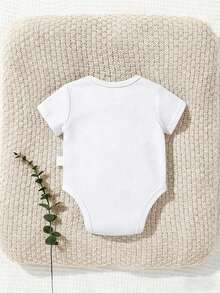 Baby Boy Casual Cartoon Dad + Me Fist Bump Print Short Sleeve Bodysuit, Suitable For Spring/Summer - White - View 6