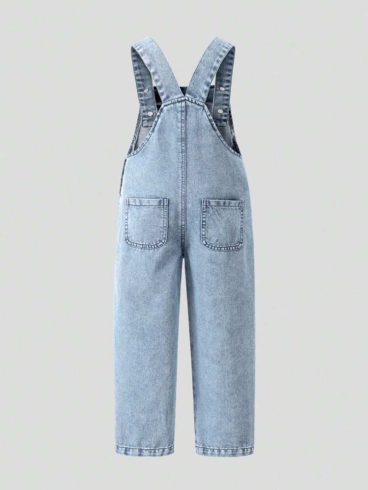 Young Girls' Fashion Applique Suspender Pants (No Top) Summer Blue Cowgirl - Light Wash - View 2