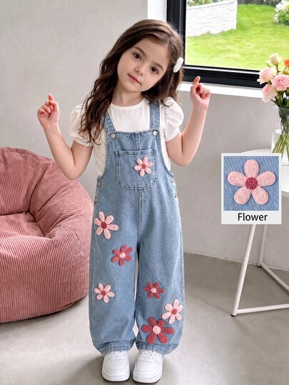 Young Girls' Fashion Applique Suspender Pants (No Top) Autumn Fall
