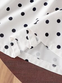 Souflis Souflis Baby Girl Spring/Autumn Long Sleeve Dress, Cute Vintage Black And White Polka Dot Ribbed Knit Top Puff Sleeve Career Day Holiday - Black and White - View 11