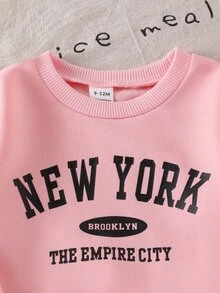Elladie kids 2pcs Baby/Toddler Girls' Letter Print Long Sleeve Top And Bell-Bottom Pants Set, Cute & Comfortable Sweatshirt Outfit For Spring/Autumn Fall Winter - Pink - View 8