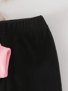 Elladie kids 2pcs Baby/Toddler Girls' Letter Print Long Sleeve Top And Bell-Bottom Pants Set, Cute & Comfortable Sweatshirt Outfit For Spring/Autumn Fall Winter - Pink - View 5