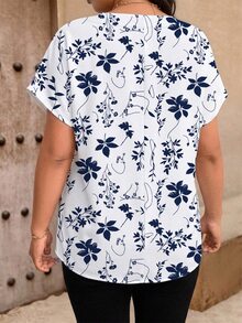 Weeklong Camisa de mujer de talla grande con patrón geométrico aleatorio - Multicolor - Ver 2