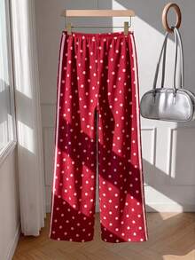 Comfortcana Women's Casual Tie Waist Straight Leg Pants Suitable For Summer - Red - View 2