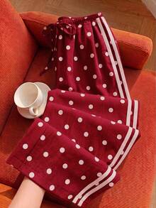 Comfortcana Women's Casual Tie Waist Straight Leg Pants Suitable For Summer - Red - View 3