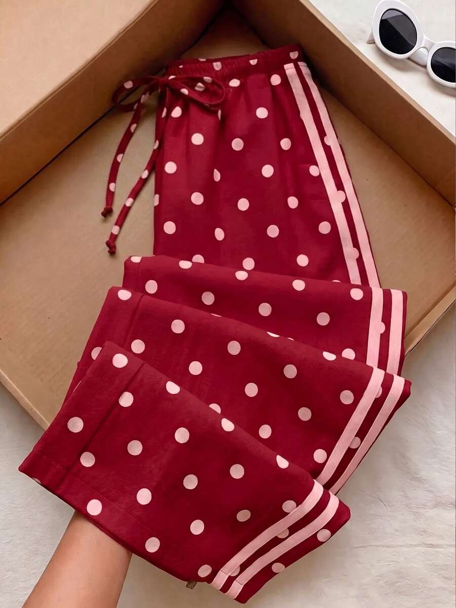 Comfortcana Women's Casual Tie Waist Straight Leg Pants Suitable For Summer - Red - View 1