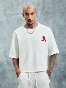 INCRYTM 男士街头风热销天使刺绣毛巾，适合户外音乐节、日常通勤、朋友聚会、送给男友/老公的礼物、周年纪念礼物，白色T恤 - 白色 - 查看 2