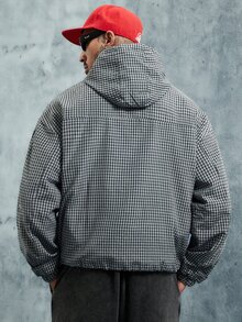 INCRYTM 美式休閒男士工裝夾克，寬鬆版型 3D 設計，時尚連帽休閒外套 - 黑色 - 查看 2