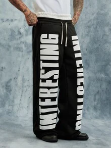 INCRYTM Young Men's Street Style Drawstring Waist Double-Headed Sweatpants - Black - View 3