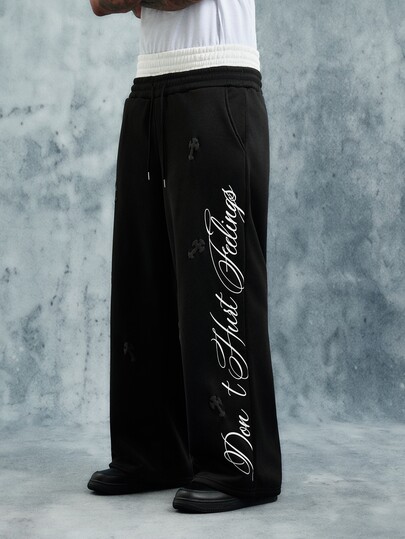 INCRYTM Men's Letter Print Contrast Waistband Sweatpants