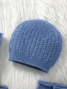 SHEIN 男嬰純色毛衣爬行套裝 - 藍色 - 查看 6