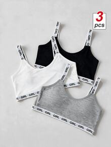 SHEIN MOD Yoga 3pack Letter Tape Bralette Sports - Multicolor - View 2