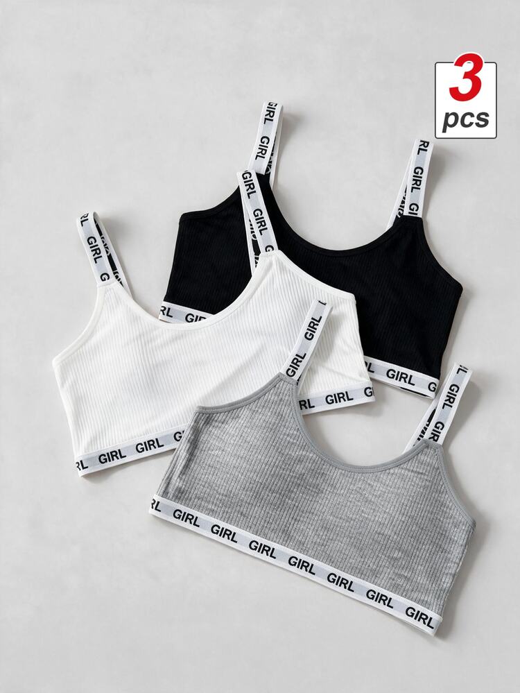 SHEIN MOD 瑜珈3件套字母膠帶胸圍運動內衣 - 彩色 - 查看 2