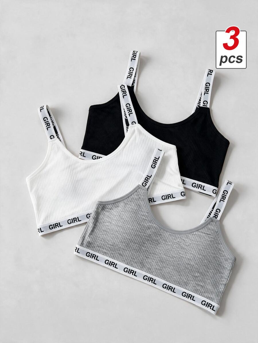 SHEIN MOD Yoga 3pack Letter Tape Bralette Sports - Multicolor - View 1