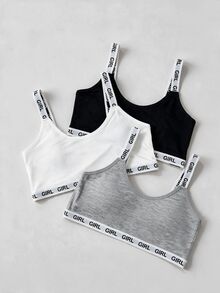 SHEIN MOD Yoga 3pack Letter Tape Bralette Sports - Multicolor - View 7