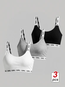 SHEIN MOD Yoga 3pack Letter Tape Bralette Sports - Multicolor - View 3
