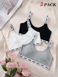 SHEIN MOD Yoga 3pack Letter Tape Bralette Sports - Multicolor - View 1