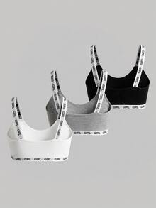 SHEIN MOD Yoga 3pack Letter Tape Bralette Sports - Multicolor - View 4