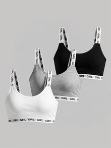SHEIN MOD Yoga 3pack Letter Tape Bralette Sports - Multicolor - View 8
