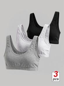 SHEIN MOD 3pcs Women Simple Plain Color Wireless Bra - Multicolor - View 1