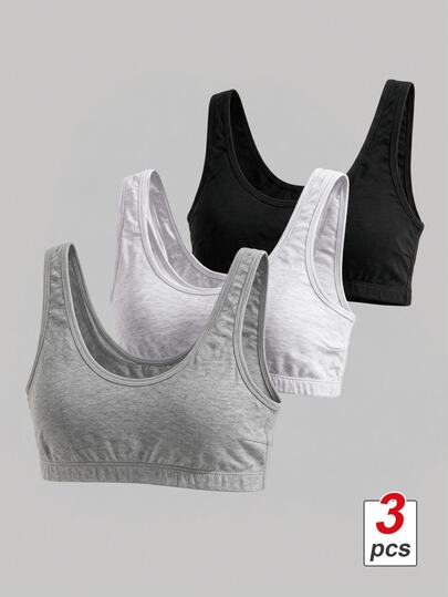 SHEIN MOD 3pcs Women Simple Plain Color Wireless Bra