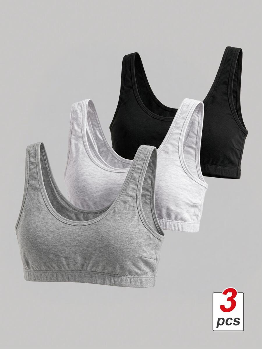 SHEIN MOD 3pcs Women Simple Plain Color Wireless Bra - Multicolor - View 1