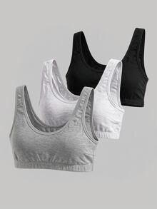 SHEIN MOD 3pcs Women Simple Plain Color Wireless Bra - Multicolor - View 8