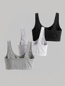 SHEIN MOD 3pcs Women Simple Plain Color Wireless Bra - Multicolor - View 2