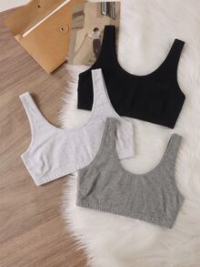 SHEIN MOD 3pcs Women Simple Plain Color Wireless Bra - Multicolor - View 7