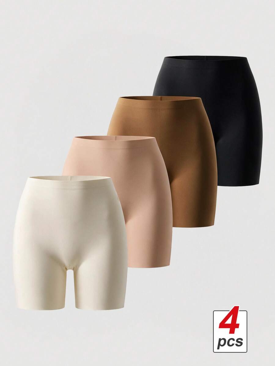 SHEIN MOD 4pcs Women's Solid Color High Waist Seamless Briefs - Multicolor - View 1