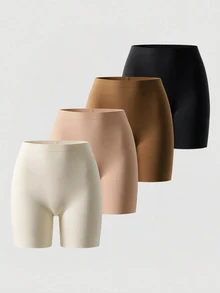 SHEIN MOD 4pcs Women's Solid Color High Waist Seamless Briefs - Multicolor - View 9
