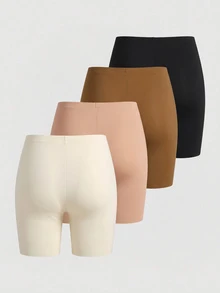 SHEIN MOD 4pcs Women's Solid Color High Waist Seamless Briefs - Multicolor - View 3