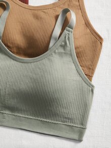SHEIN MOD 4 قطع/مجموعة من صدريات لاسلكية مريحة ذات لون أحادي بسيطة - متعدد الألوان - مشاهدة 5