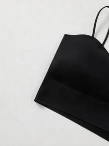 SHEIN MOD طقم حمالة صدر للنساء 3قطع/مجموعة، طقم حمالة صدر بدون سلك وبراليت (بدون درز مع بطانة) - الأسود - مشاهدة 5