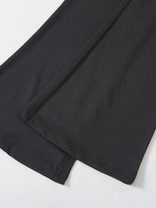 SHEIN Tween Girls Wide Leg High Waist 5pcs/Set Fashion Casual Baggy Comfortable Versatile Flare Pants Minimalist Back To School Outfit Autumn Fall Black - Black - View 3