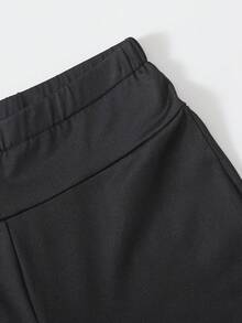 SHEIN Tween Girls Wide Leg High Waist 5pcs/Set Fashion Casual Baggy Comfortable Versatile Flare Pants Minimalist Back To School Outfit Autumn Fall Black - Black - View 6