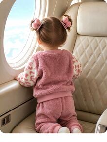 SHEIN Baby Girl Winter Warm Cow Print Patchwork Autumn Sweatshirt - Pink - View 4