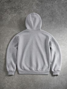 1件男孩極簡高街小印花圖案套頭運動衫，舒適面料，獨特版型，秋冬新款，適合多種場合 - 灰色 - 查看 2