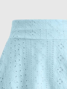 SHEIN Sparklyn 青少年女孩秋季服飾 鏤空刺繡休閒百搭喇叭針織內搭褲裙 開學季秋季穿搭 - 彩色 - 查看 7