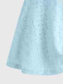 SHEIN Sparklyn 青少年女孩秋季服飾 鏤空刺繡休閒百搭喇叭針織內搭褲裙 開學季秋季穿搭 - 彩色 - 查看 6