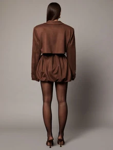 Silquee Women's Solid Color Casual Versatile Daily Wear Long Sleeve Jacket - Brown - View 4