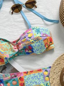 Swim Mod 2026 New Boho Style Fabric 3 Pieces Plus Size Women's Swimwear Set For Vacation, Beach And Seaside Casual Wear - Multicolor - View 8