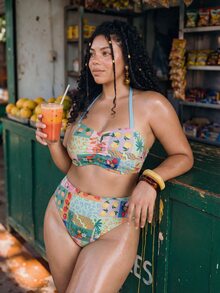 Swim Mod 2026 New Boho Style Fabric 3 Pieces Plus Size Women's Swimwear Set For Vacation, Beach And Seaside Casual Wear - Multicolor - View 4