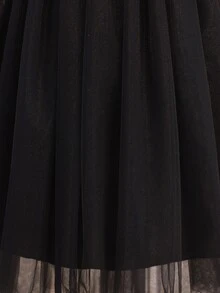 SHEIN New Year Party Dress Tween Girls Elegant Glamorous Fall Black Tulle Fitted Formal Dress Evening - Black - View 7