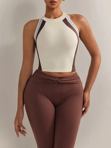 Nuvra Women's Sports Outfit Set Long Tank Top With Built-In Bra - Multicolor - View 7