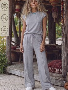 Holdful Holdful Soft, Matching Top And Wide-Leg Pants In A Versatile Grey Hue For Everyday Ease. - Multicolor - View 1