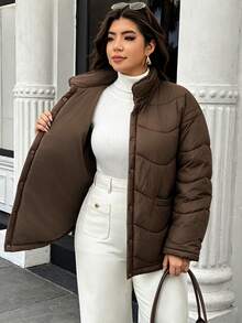 Easura Jaket Musim Dingin Kasual Lembut Longgar Terbaru 2026 untuk Sehari-hari di Rumah, Pakaian Jalanan untuk Minum Teh Sore - Mocha Brown - View 6