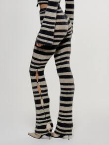 MUSERA Striped Fuzzy Knitted Low Rise Fitted Flare Coord Trouser  Sexy Evening Holiday Festival Unscripted - Multicolor - View 4