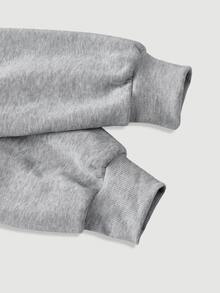 SHEIN MOD Women's Autumn Casual Stud Decor Number Patch Asymmetric Collar Sweatshirt - Grey - View 15